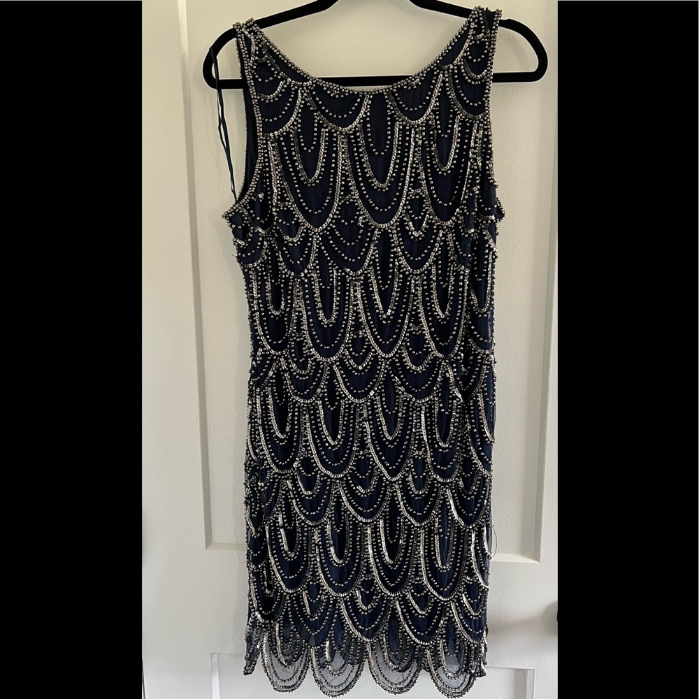 Pizarro nights beaded, navy dress